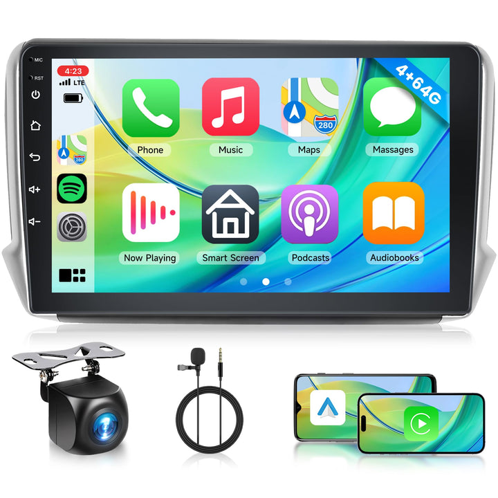 Rimoody 4+64G Android Autoradio für Peugeot 2008 208 2012-2018 10.1 Zoll HD Autoradio mit Carplay An