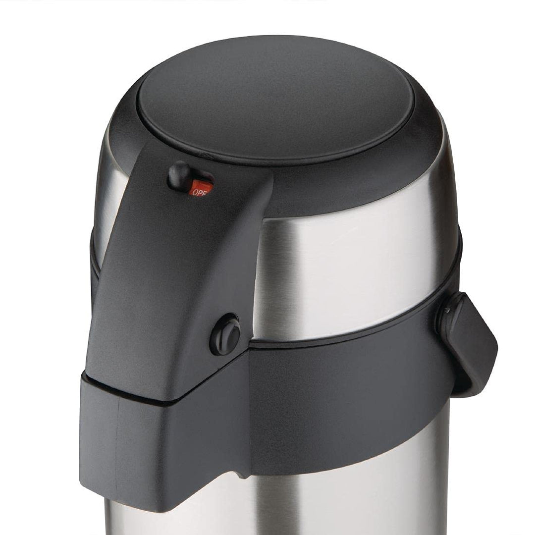 Olympia Pump-Action Airpot Thermoskanne, Edelstahl, mit schwingendem Tragegriff, 3 l