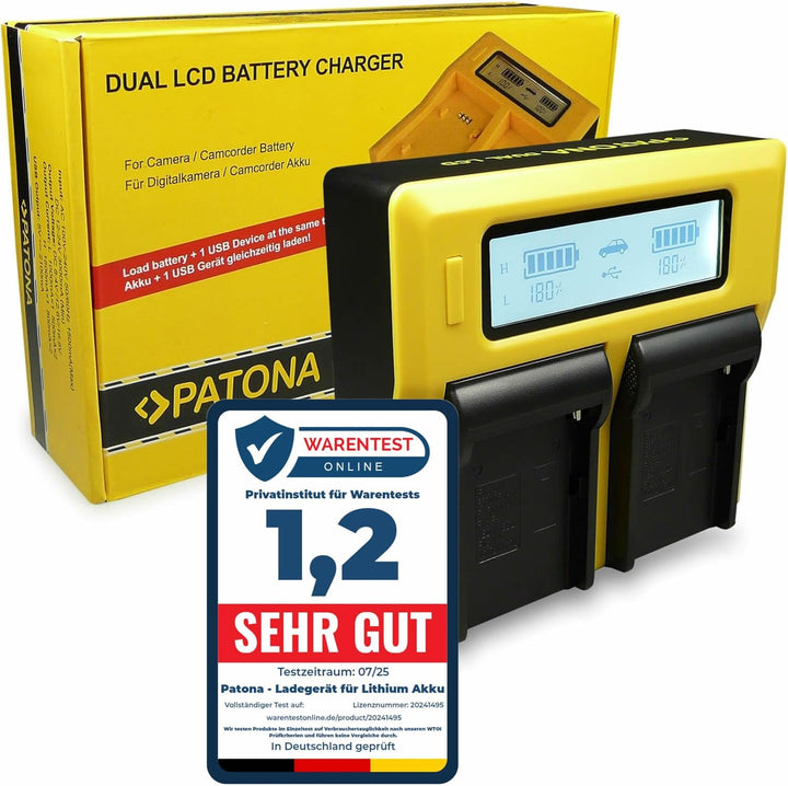 PATONA Ladegerät LCD Dual Kompatibel mit Akku Sony NP-FM50 NP-FM500H NP-F550 NP-F570 NP-F750 NP-F960