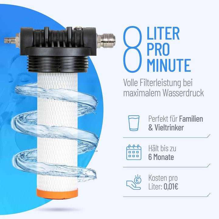 Premium Untertisch Wasserfilter, 8 Liter/Minute, entfernt 100 Schadstoffe, hohe Kapazität, kein sepa