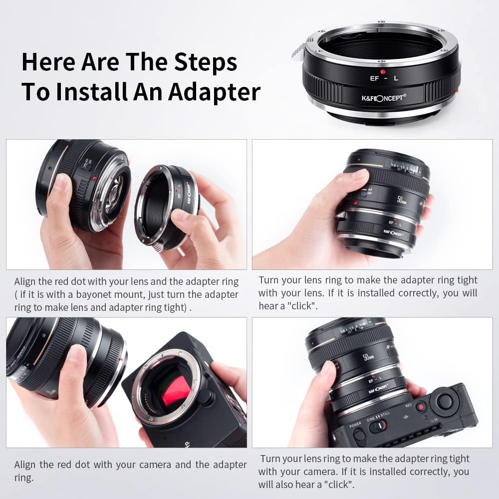 K&F Concept Objektivanschlussadapter EOS-L Manueller Fokus, kompatibel mit Canon (EF/EF-S) Objektive