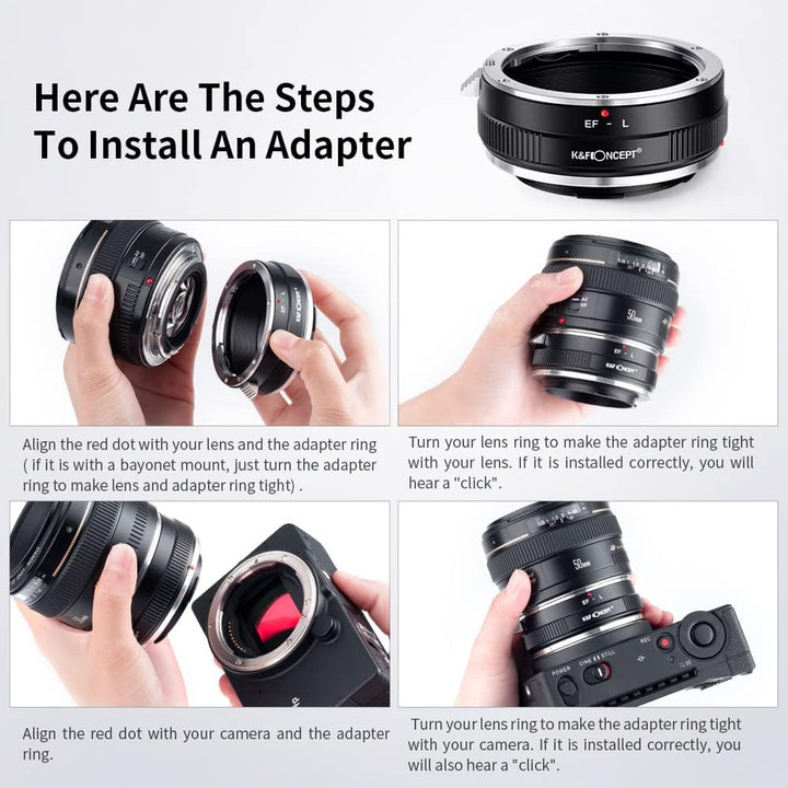 K&F Concept Objektivanschlussadapter EOS-L Manueller Fokus, kompatibel mit Canon (EF/EF-S) Objektive