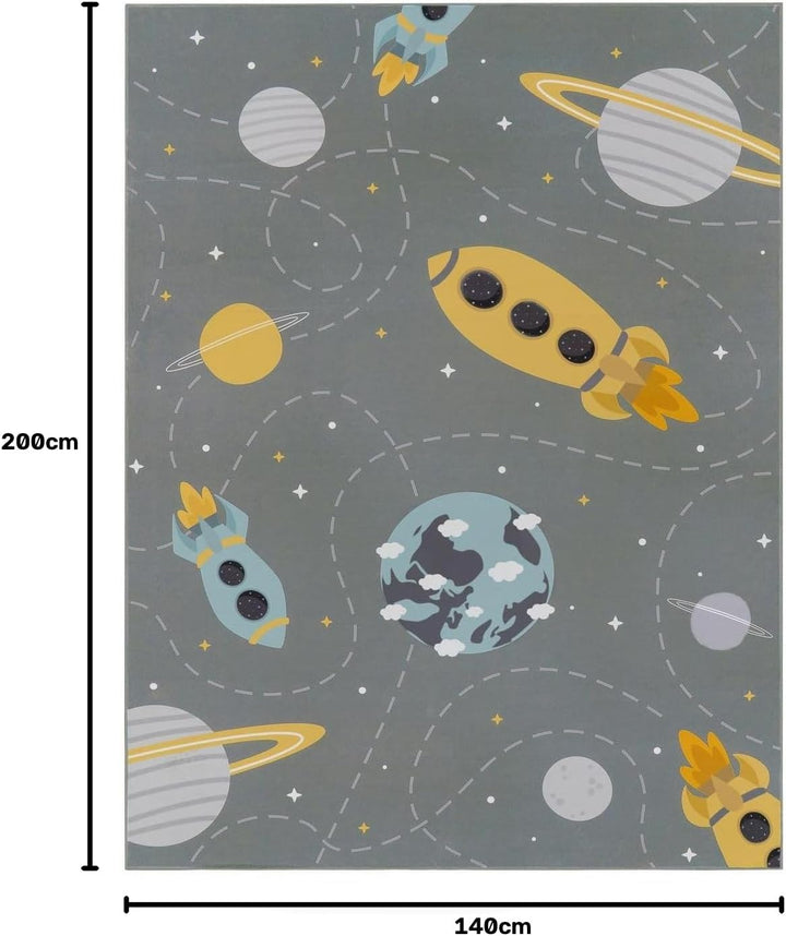 TT Home Kinderteppich Babyzimmer Teppich Kinderzimmer rutschfest Tiere Weltkarte Autos, Farbe:Grau B
