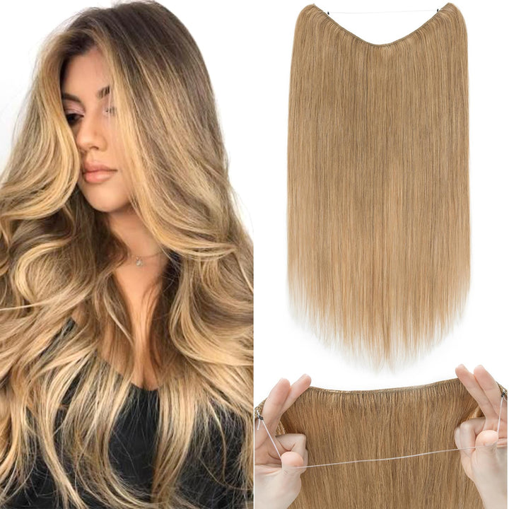 Extensions Echthaar mit transparenter Schnur, Silk-co Wire in ExtensionsDunkelblond 60g, Secrets Hai