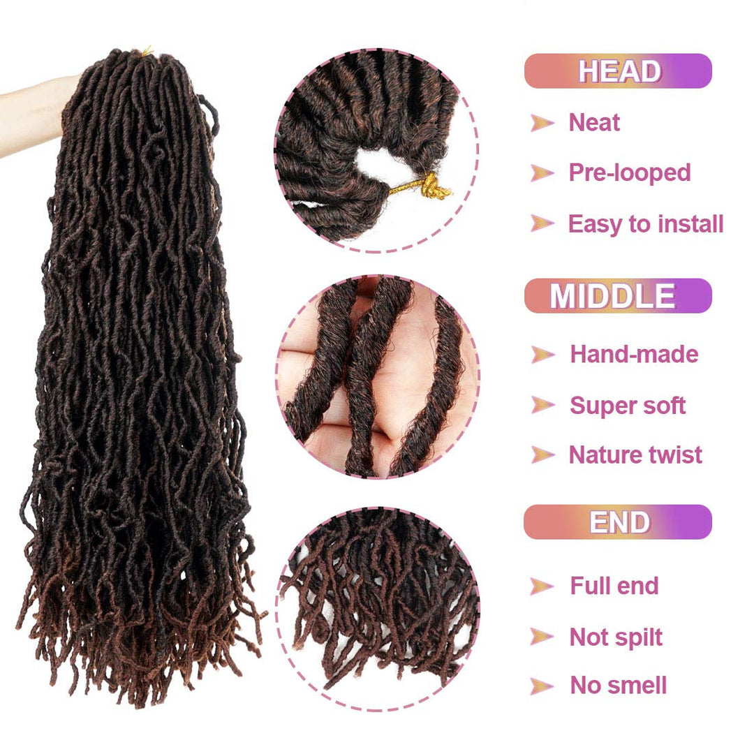 Beyond Beauty 6 Packungen 24Zoll vorgeschlungene Nu Faux Locs Häkelhaar, weiche Dreadlocks, Flechtha