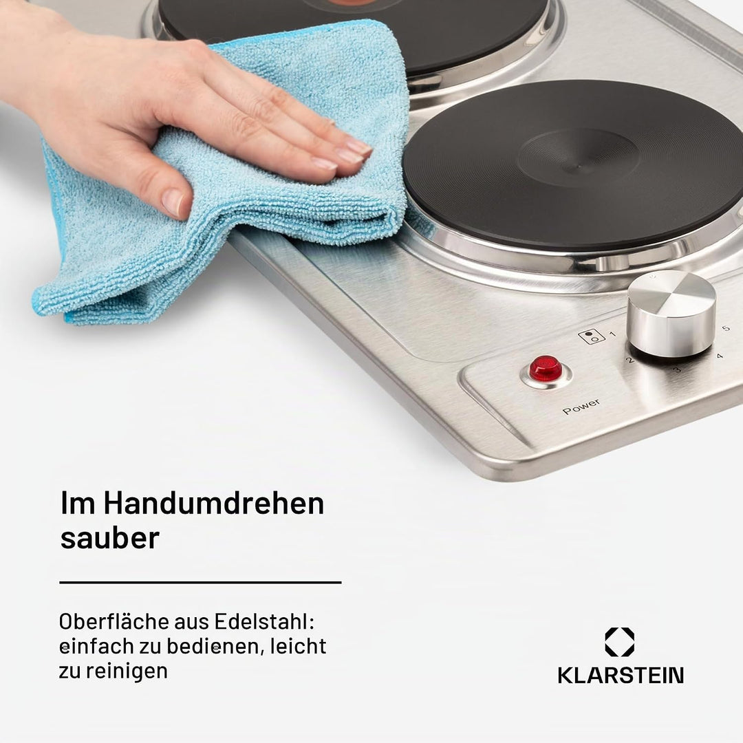 Klarstein Appetito Massekochfeld Einbau, Restwärmeanzeige, Drehknöpfe, 6 Leistungsstufen, Elektrisch