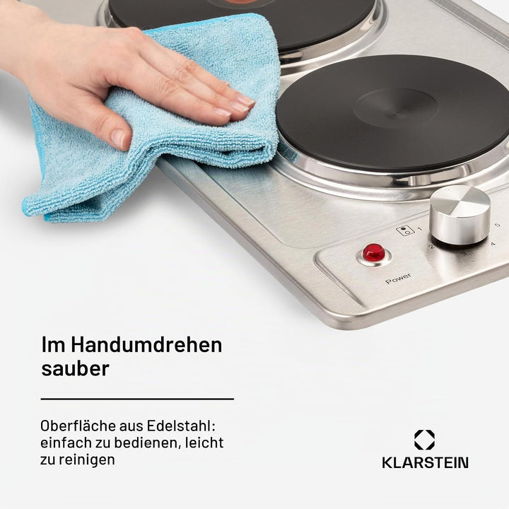 Klarstein Appetito Massekochfeld Einbau, Restwärmeanzeige, Drehknöpfe, 6 Leistungsstufen, Elektrisch