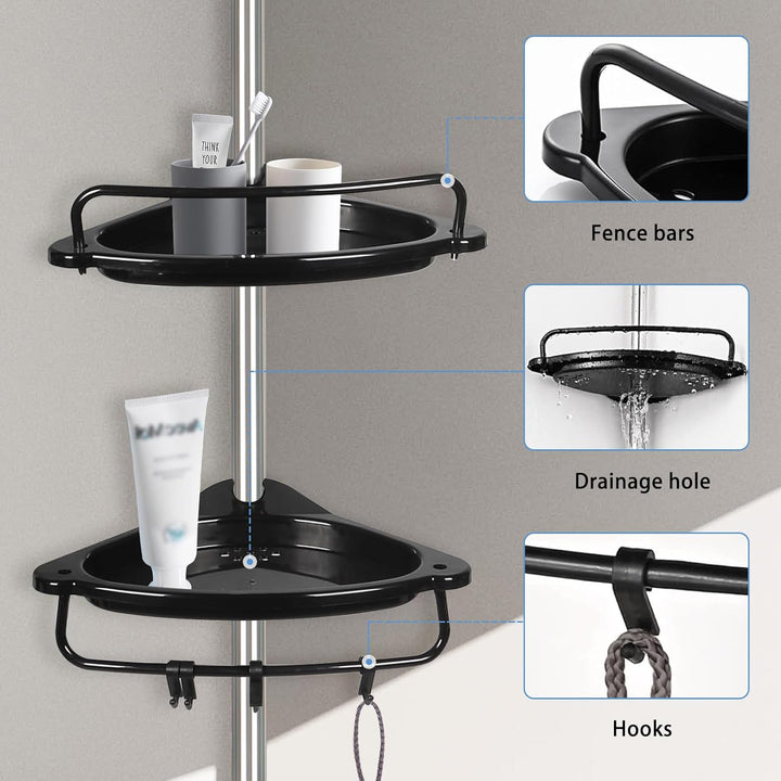 homewell Eckregal Bad mit 4 Ablagen, Teleskop Duschregal, 105-310 cm Höhenverstellbares, Duschregal