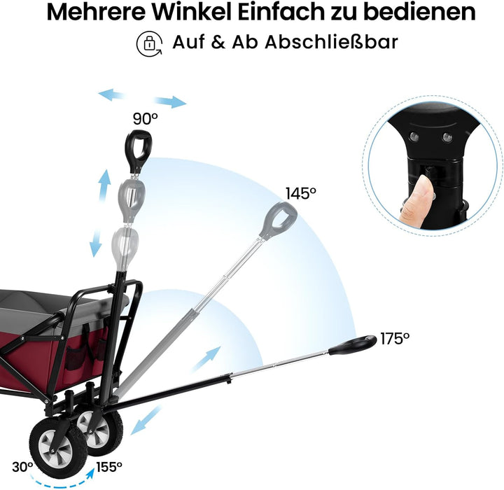 EUGAD Bollerwagen faltbar klappbar Transportkarre Handwagen mit 4 Rollen für Camping Einkaufen belas