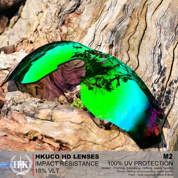 HKUCO Plus Mens Replacement Lenses For Oakley M2 Black/Emerald Green Sunglasses