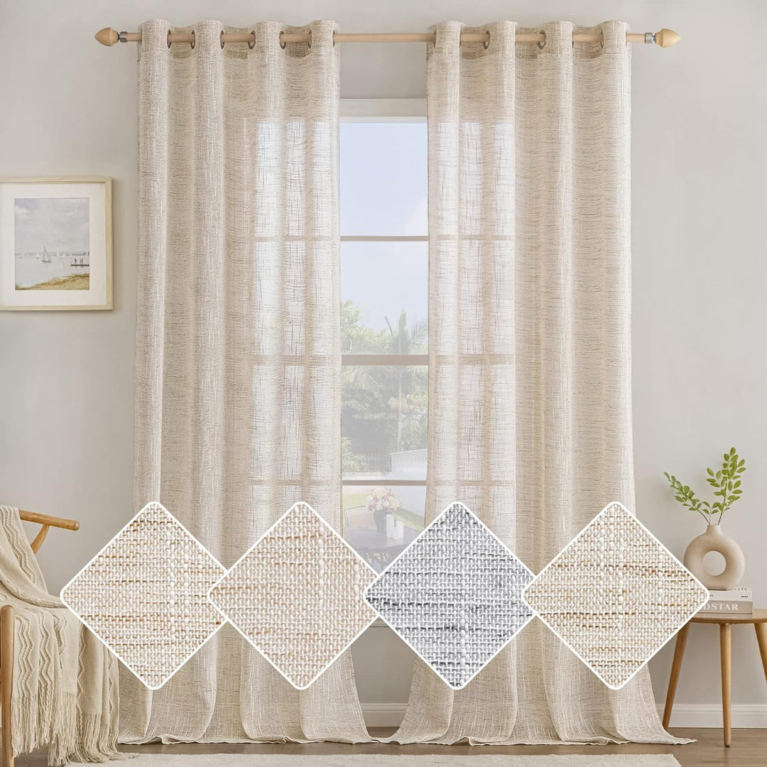 MIULEE Vorhang Gardinen Leinen mit ösen Voile Vorhänge Leinenoptik Gardinen Wohnzimmer Modern Fenste