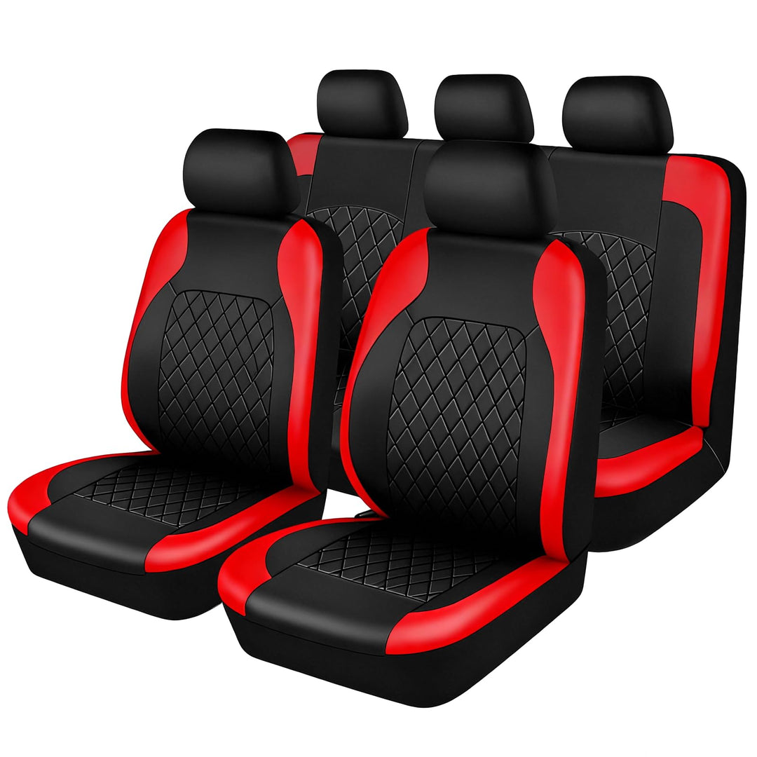 9 Stück Leder Autositzbezüge Sets,Wasserdichtes Sitzbezüge Auto Komplettset,Wasserdicht Vordersitze