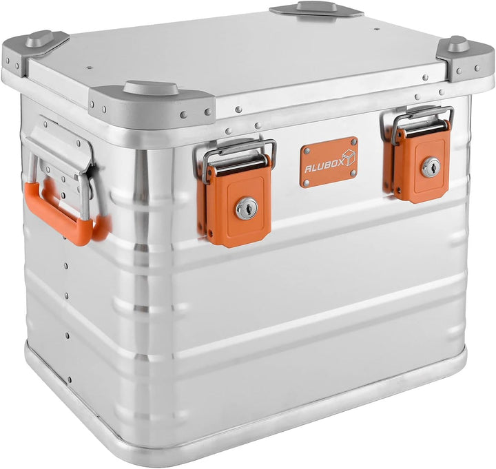 ALUBOX Alukiste abschliessbar E31 - Premium Aluminium Lagerbox 31 Liter - Deckel mit Aluminium Druck