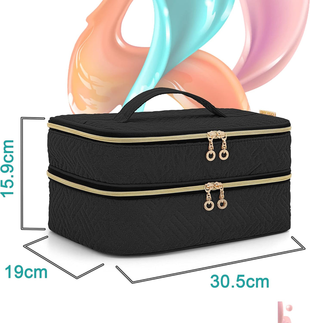 BAFASO Nagellack Aufbewahrung, Nagellack Organizer Tasche für 40 Flaschen(bis zu 15 ML), Doppelschic