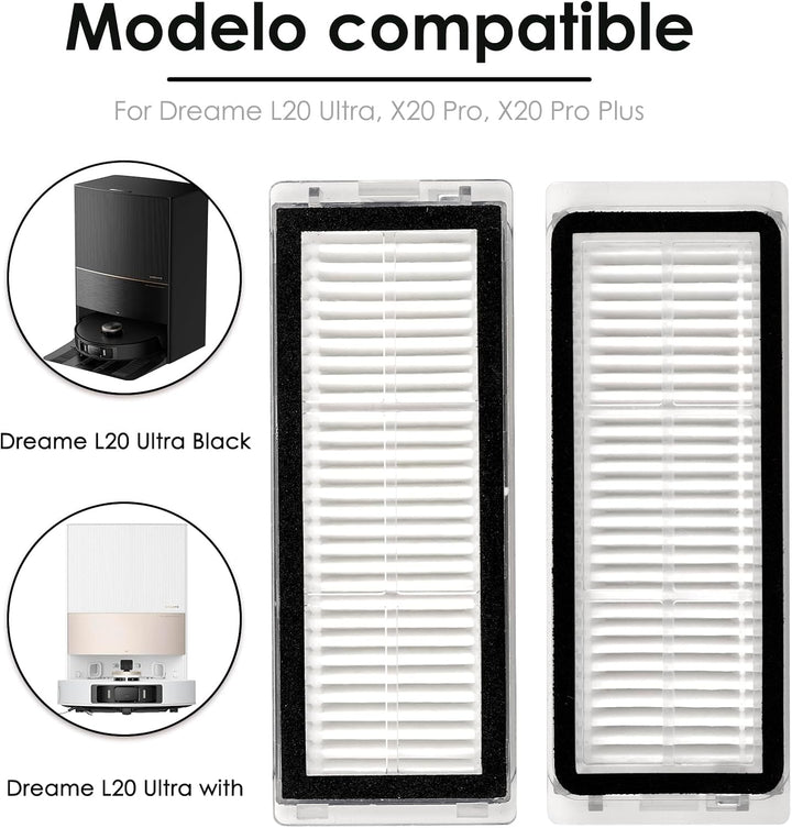 HEPA-Filter kompatibel für Dreametech L20 Ultra/L30 Ultra Roboter-Staubsaugerfilter-Set, 8 Stück