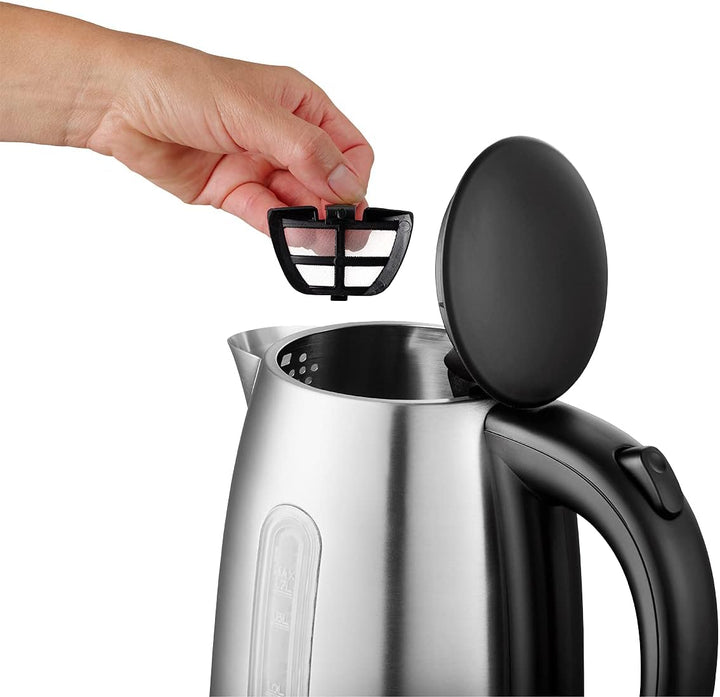CONCEPT Hausgeräte RK3320 Edelstahl Wasserkocher, 1,7 L, 2200 W, in dunkler Edelstahlfarbe