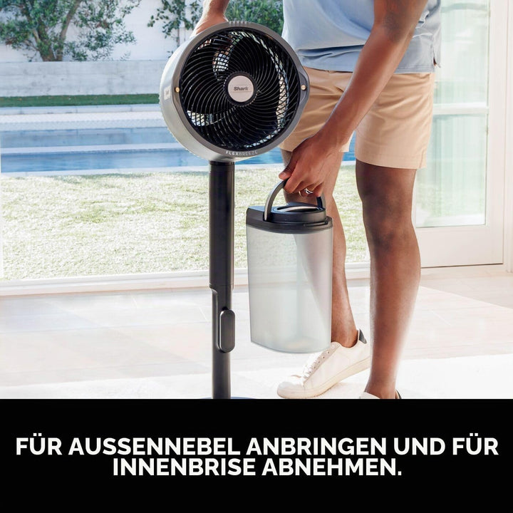 Shark FlexBreeze Pro Mist kabelloser Innen- & Aussenventilator mit Aussennebelsystem, 20 m Kühlreich