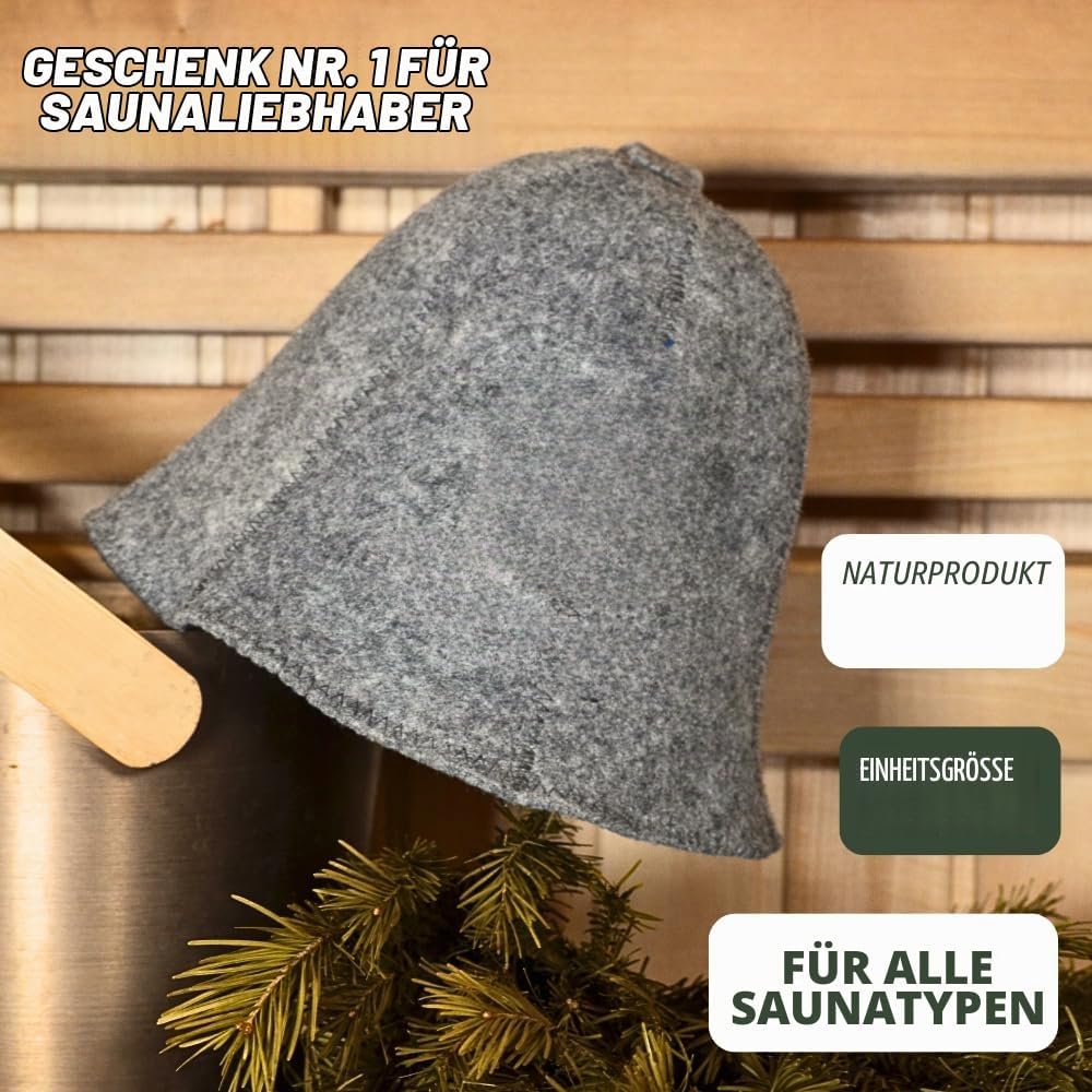 Saunahut Grau Wollfilzmützen 2er-Pack - Schützen Sie Ihren Kopf vor Hitze - Englische Sauna E-Book H