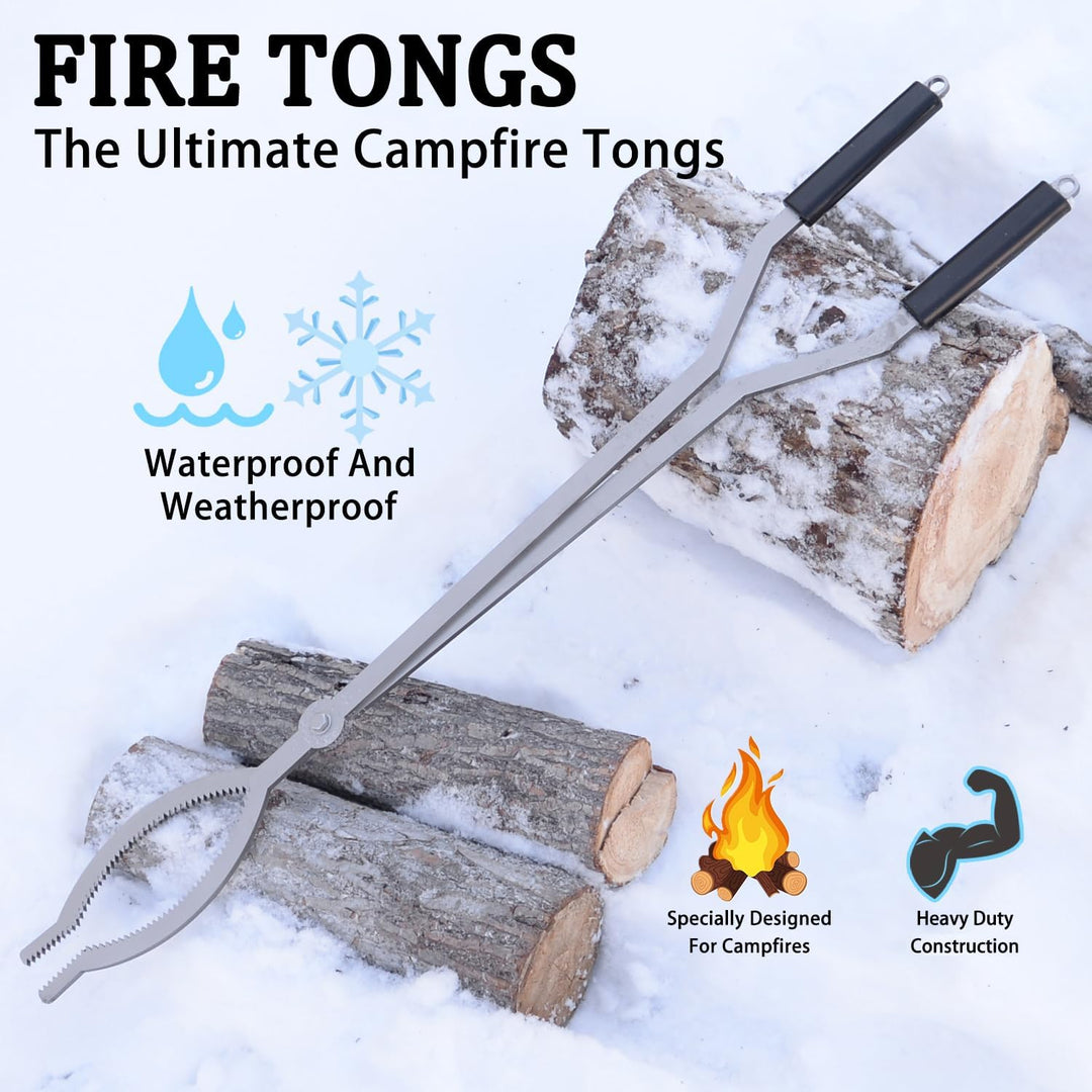 101,6 cm Feuerzange Brennholzgreifer Edelstahl Grosse Feuerstelle Werkzeug Indoor Kamin Outdoor Lage