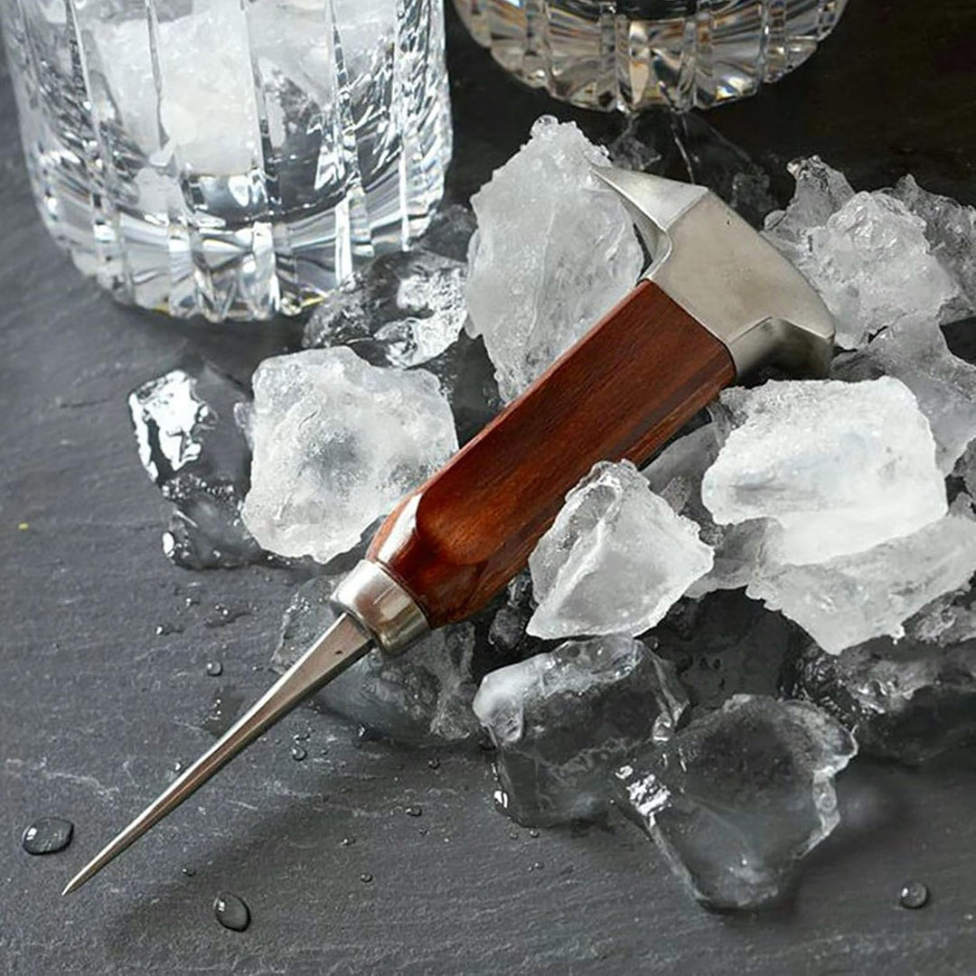 Premium 6,7 "Edelstahl -Eiswahl mit Ergonomischem Holzgriff für Küchenbalken - Ideal für Eiswürfel,