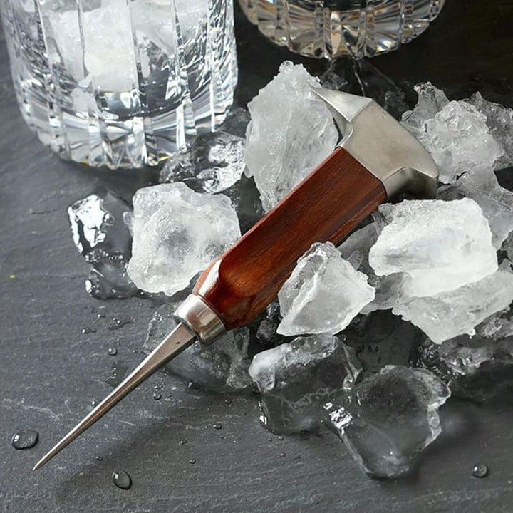Premium 6,7 "Edelstahl -Eiswahl mit Ergonomischem Holzgriff für Küchenbalken - Ideal für Eiswürfel,