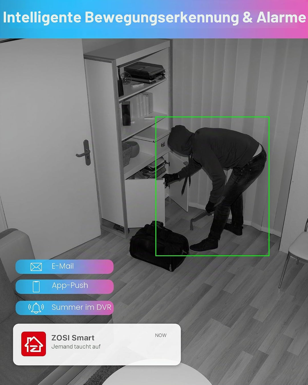ZOSI Aussen 1080P Video Überwachungssystem 8CH H.265+ 4in1 DVR mit 4 HD 1080P 2.0MP Dome Überwachung