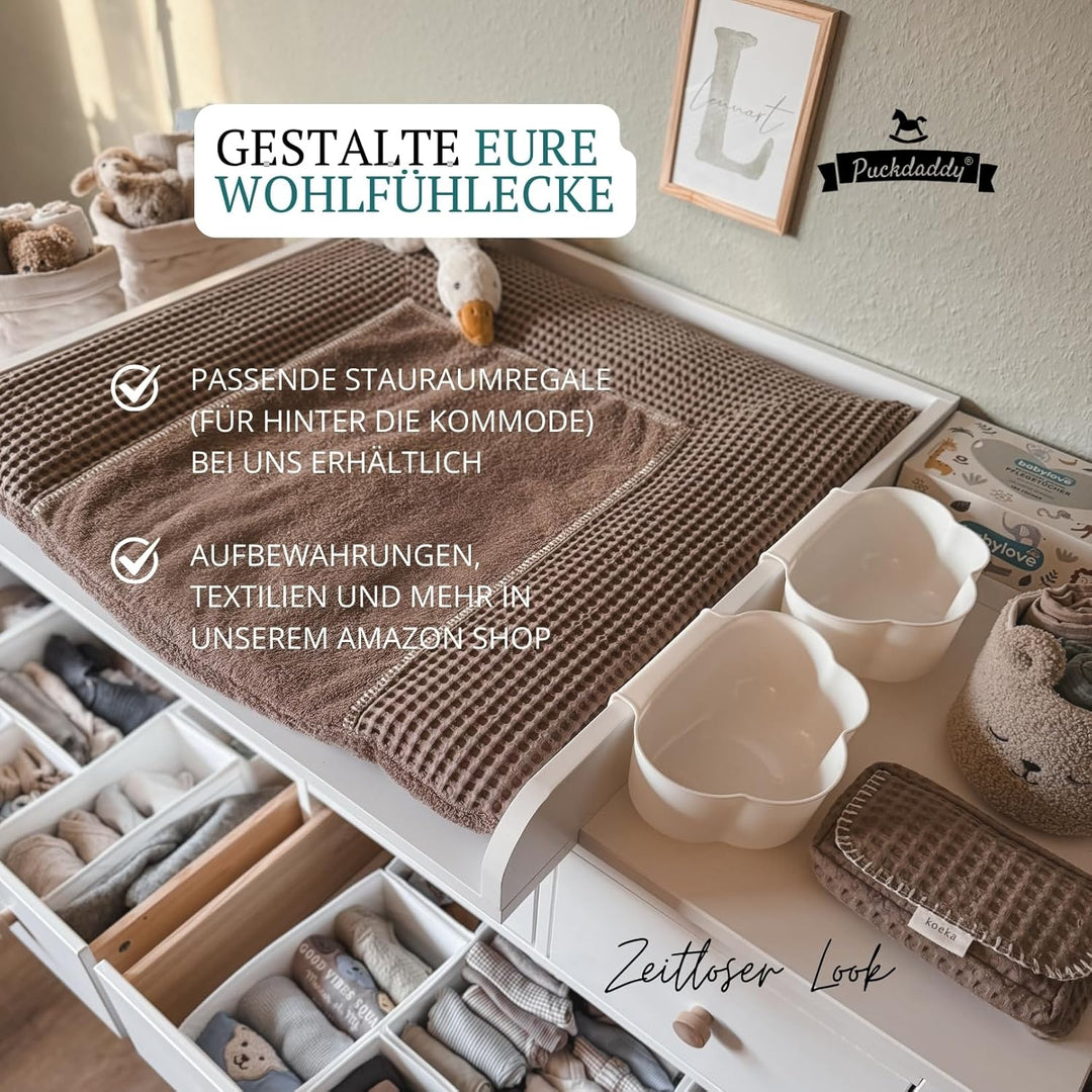 Puckdaddy – Wickelaufsatz Lasse kompatibel mit Hemnes Kommode u.Ä. – 80x80x10 cm aus Holz in Weiss –