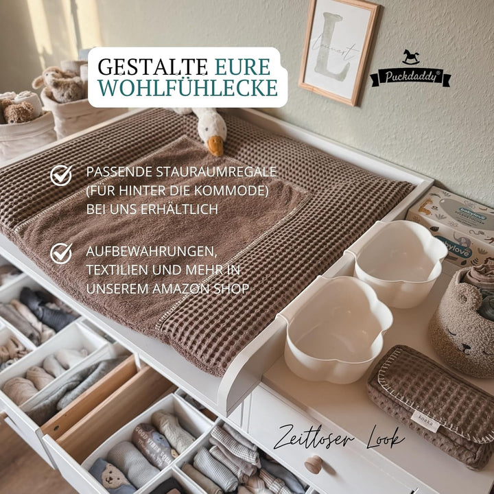Puckdaddy – Wickelaufsatz Lasse kompatibel mit Hemnes Kommode u.Ä. – 80x80x10 cm aus Holz in Weiss –