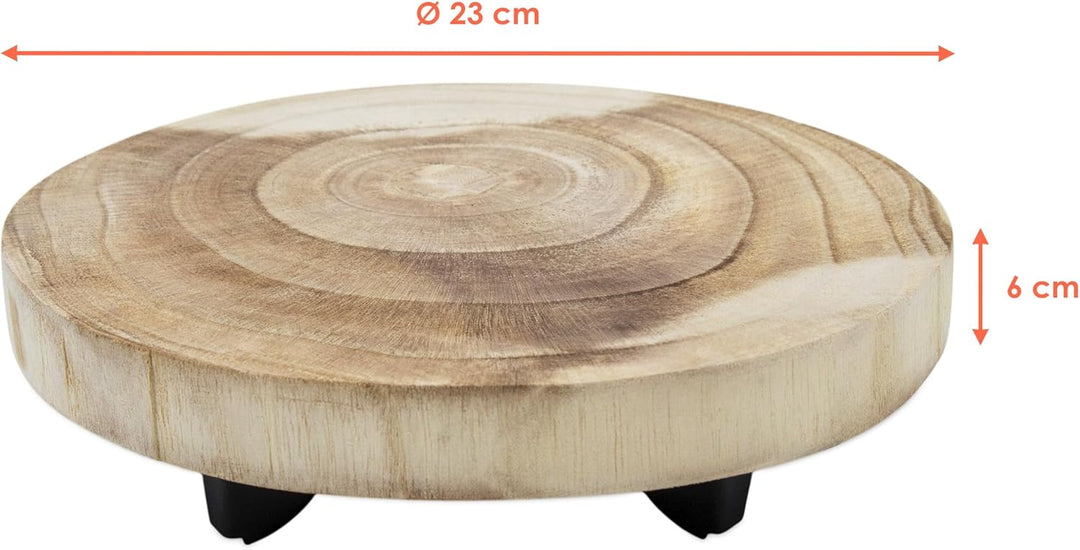 Spetebo Holz Blumentopfständer 23x18 cm - Tisch mit Baumscheibe - Blumenhocker Pflanzenständer Pflan