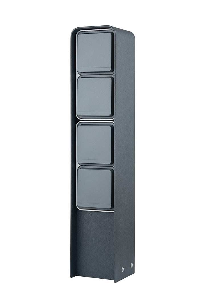 MG-Elektro Steckdosensäule 4fach (Anthrazit) | Aussensteckdose wetterfest IP55, Edelstahl, Modernes