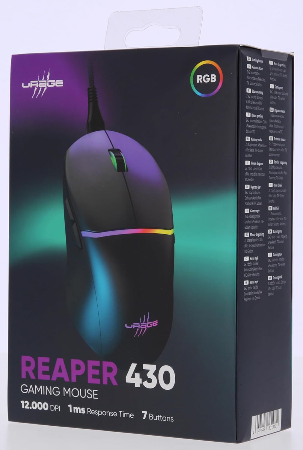 uRage Gaming-Maus Reaper 430, kabelgebundene Maus mit 9 programmierbaren Tasten, bis zu 12.000 DPI,