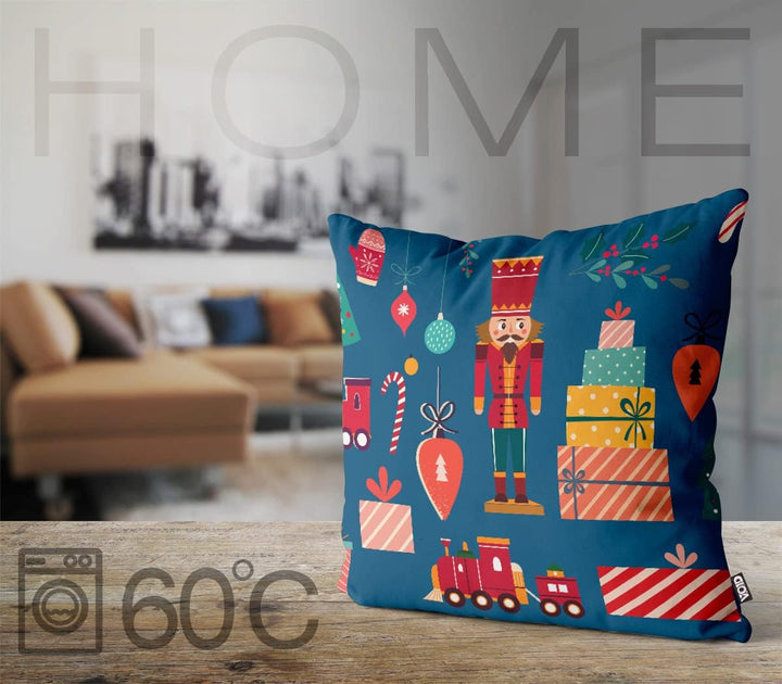 VOID Nussknacker Geschenke Kissenbezug Kissenhülle Sofakissen Kissen Deko Weihnachten Winter Weihnac