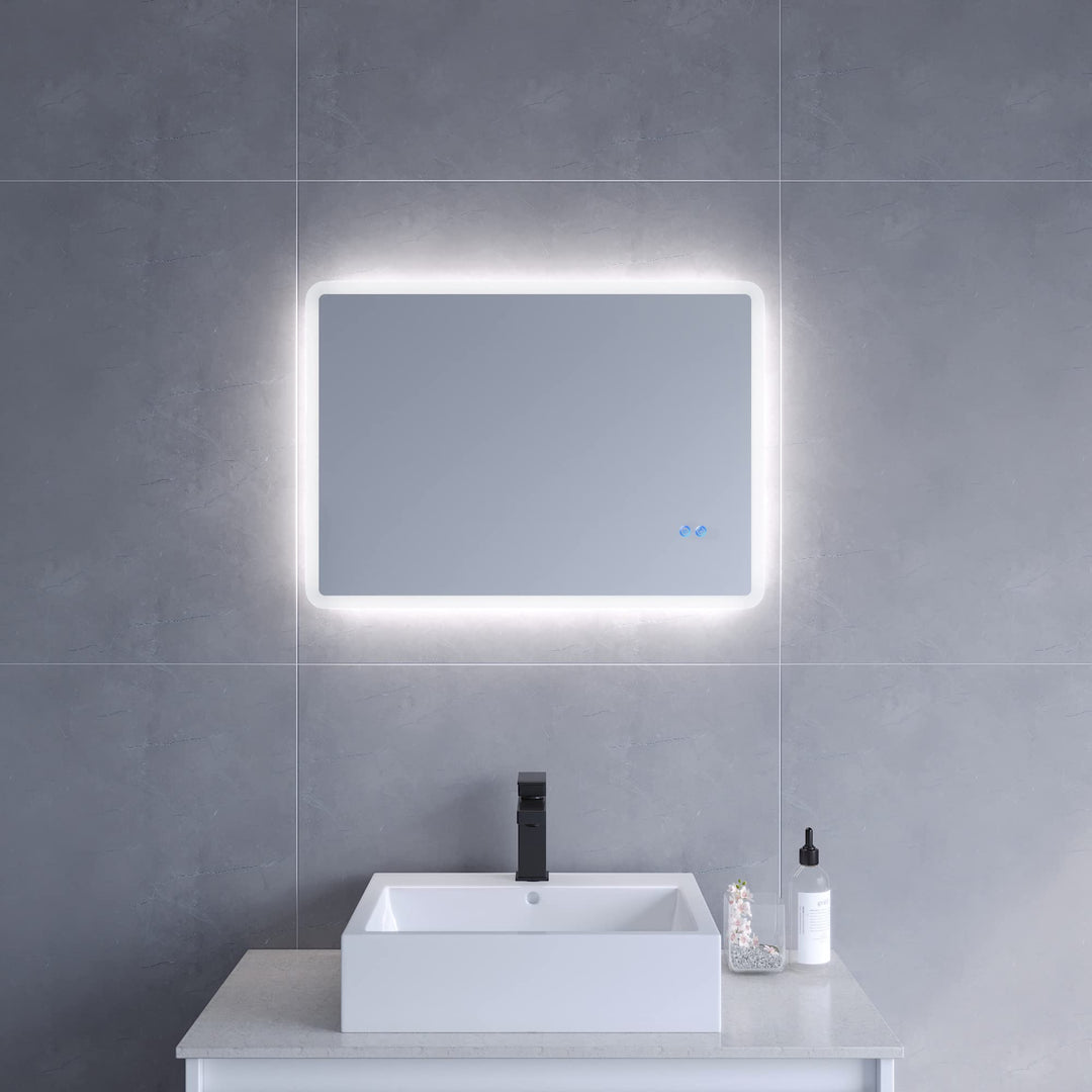 AQUABATOS 70x50 cm Antibeschlag Badspiegel mit LED Beleuchtung hell Badezimmerspiegel Dimmbar Touch