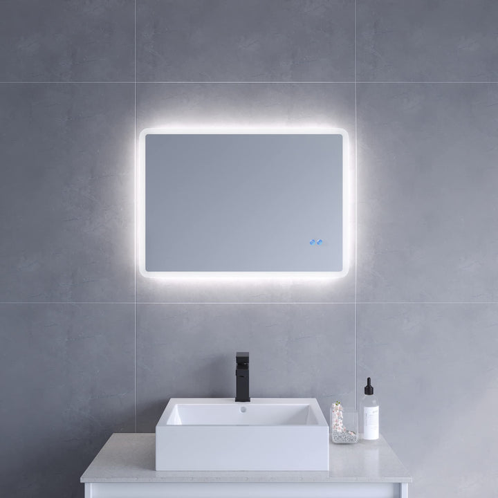 AQUABATOS 70x50 cm Antibeschlag Badspiegel mit LED Beleuchtung hell Badezimmerspiegel Dimmbar Touch