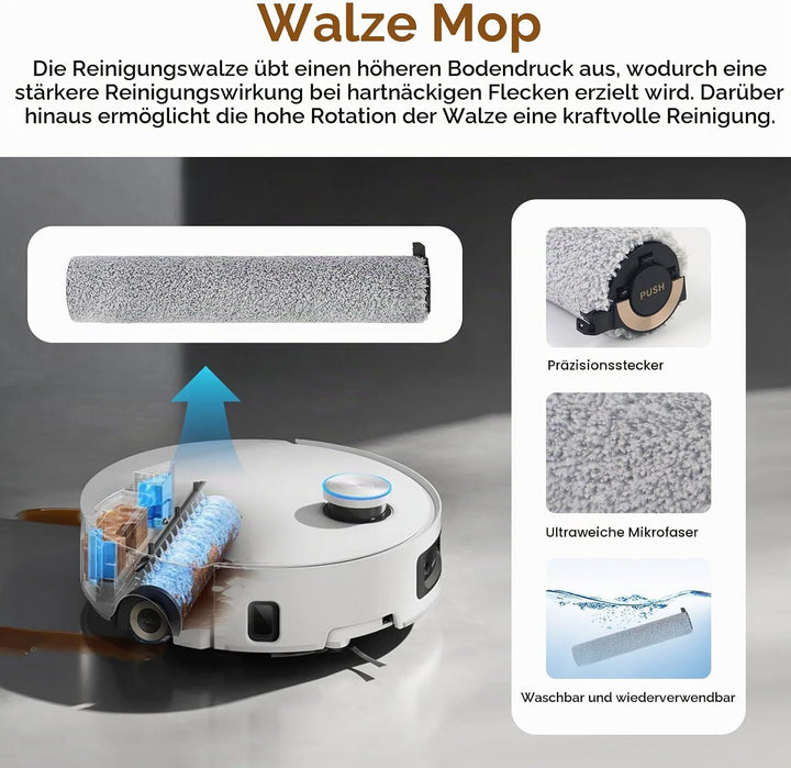 17 Stück Zubehör für Dreame Aqua10 Ultra, 1 Hauptbürste 1 Rollen-Wischtuch, 2 HEPA-Filter, 4 Seitenb
