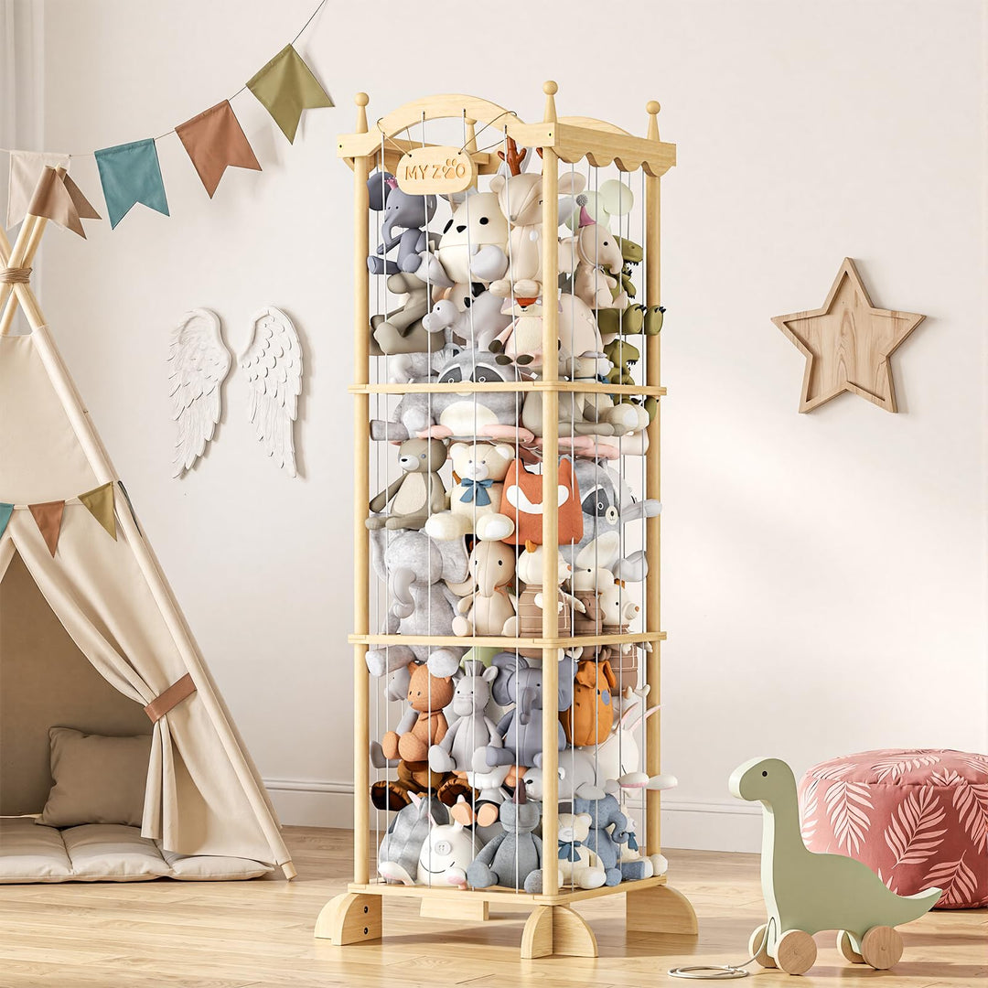 COSYLAND Stofftier-Aufbewahrungsturm - Stofftierhalter mit Gummiband für Spielzimmer Schlafzimmer Ki