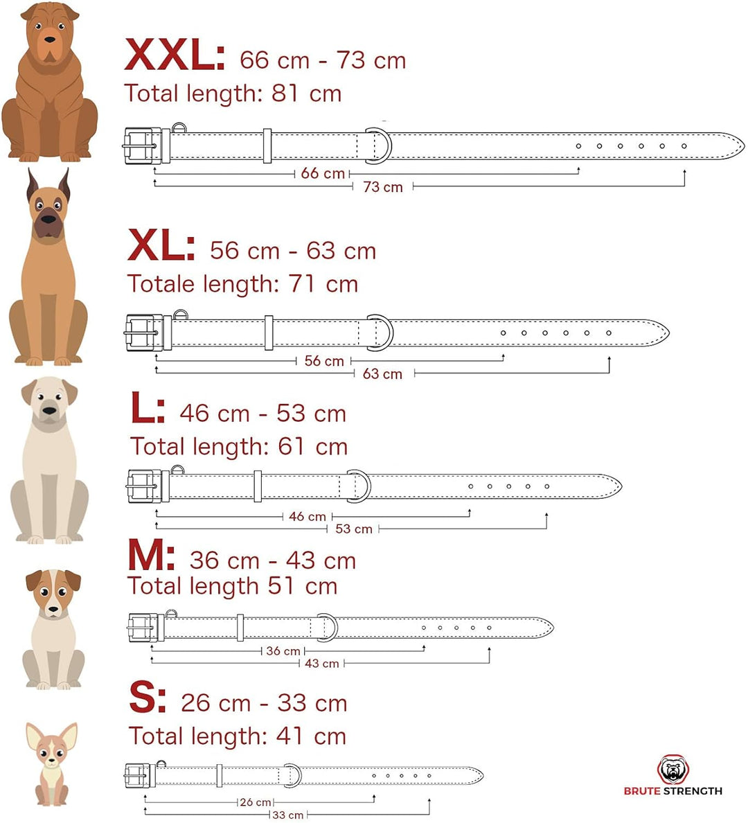 Brute Strength Hundehalsband aus Leder - Braun - XL - 56-63 cm XL - 56-63 cm Braun, XL - 56-63 cm Br