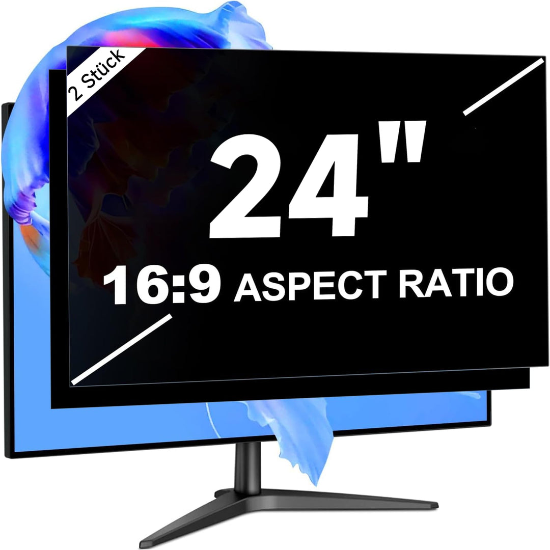 2 Stück 24 Zoll Monitor Blickschutzfilter für 16:9, Abnehmbarer Blendfrei Blaulichtfilter Computer P