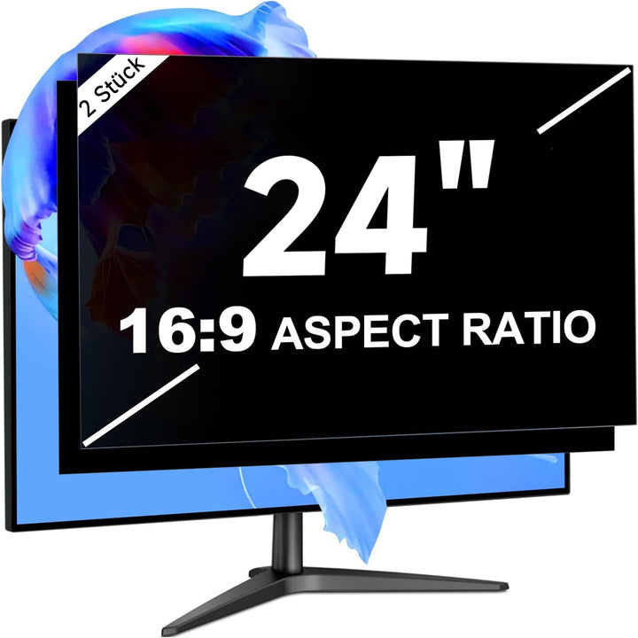 2 Stück 24 Zoll Monitor Blickschutzfilter für 16:9, Abnehmbarer Blendfrei Blaulichtfilter Computer P