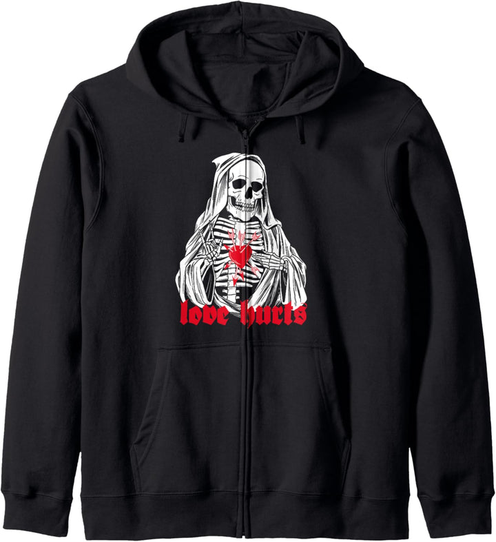 Antichrist Liebe schmerzt Tod Sensenmann Schädel Valentines Kapuzenjacke