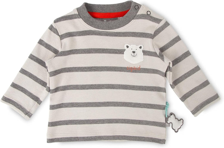 Sigikid Baby-Jungen Polar Expedition Langarmshirt Hellgrau/Grau Gestreift 74, Hellgrau/Grau Gestreif