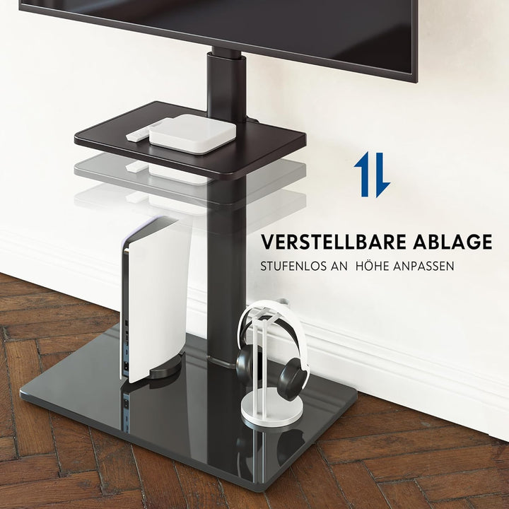 FITUEYES TV Ständer TV Bodenständer Standfuss Fernsehstand mit Regal höhenverstellbar schwenkbar für