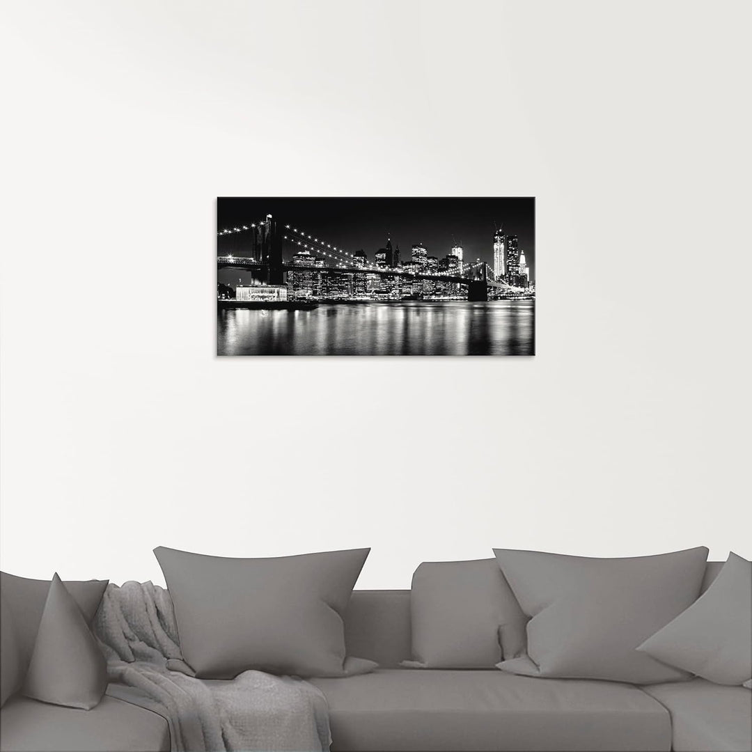 ARTland Glasbilder Wandbild Glas Bild einteilig 100x50 cm Querformat Skyline New York City Schwarz W