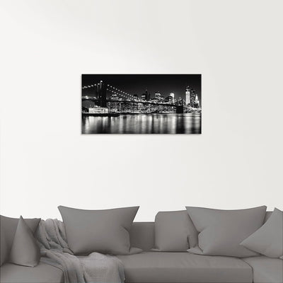 ARTland Glasbilder Wandbild Glas Bild einteilig 60x30 cm Querformat Skyline New York City Schwarz We