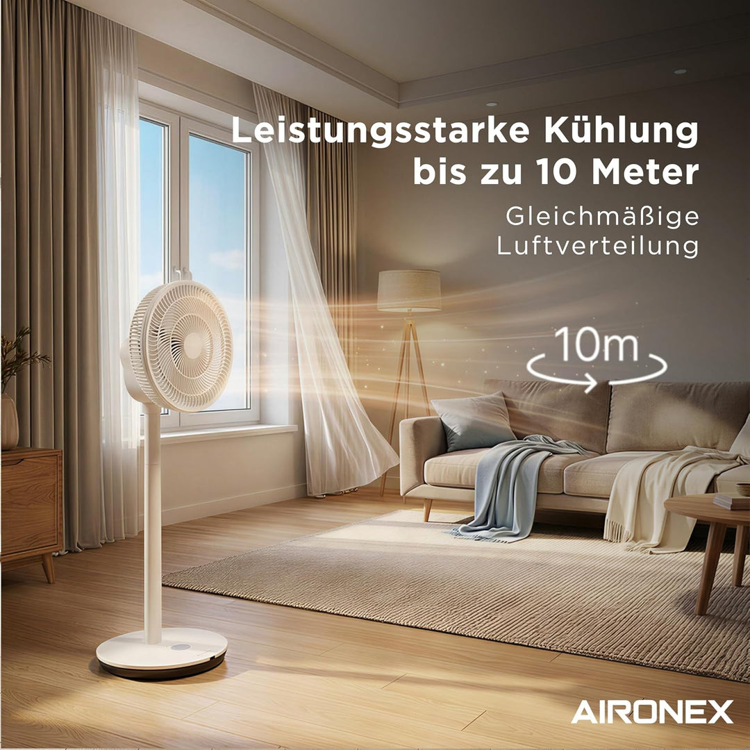Faltbarer Ventilator mit Fernbedienung, Höhenverstellbar 11,35 bis 100 cm, Leiser Tischventilator mi