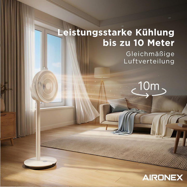 Faltbarer Ventilator mit Fernbedienung, Höhenverstellbar 11,35 bis 100 cm, Leiser Tischventilator mi