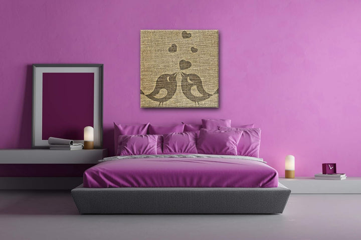 deyoli Zeichnung von Zwei liebenden Vögeln Format: 60x60 als Leinwandbild, Motiv fertig gerahmt auf