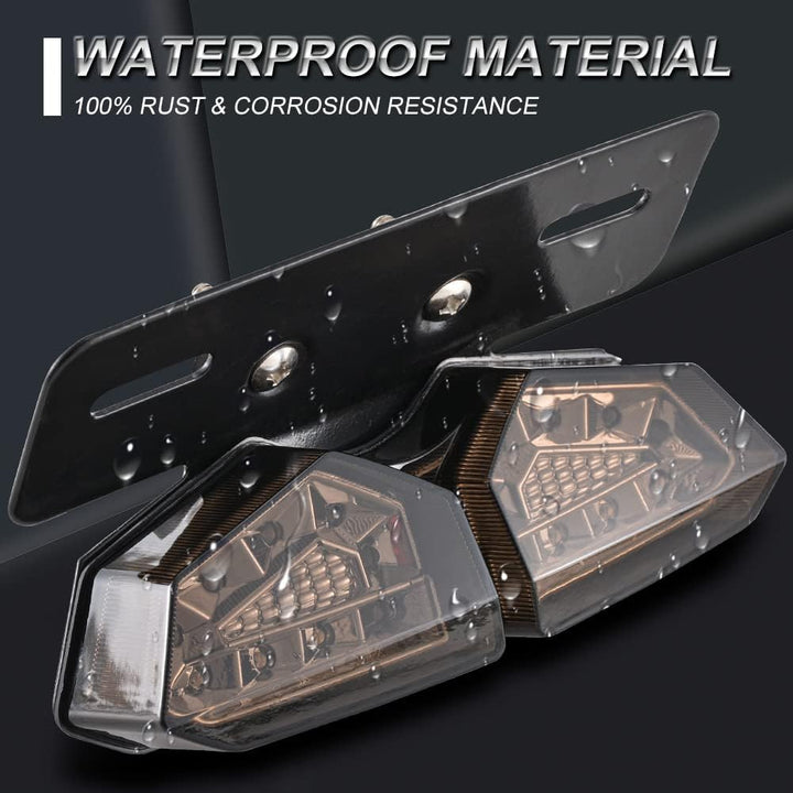 KATUR Universal Motorrad Integriertes Bremslicht RüCklicht Blinker Kennzeichenbeleuchtung (Rauch Lin