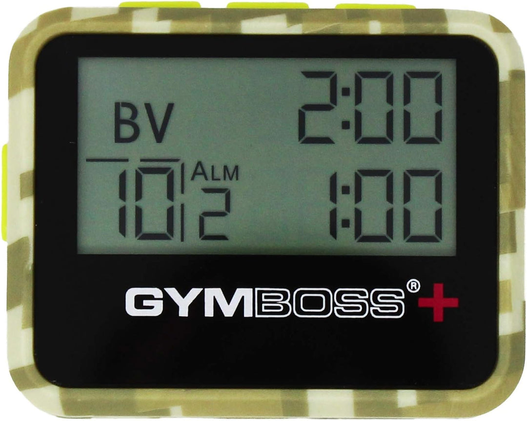 Gymboss Plus Intervall Timer und Stoppuhr Uhrenarmband - Bundle (GRÜN Tarnfarben/GELB SOFTBESCHICHTU