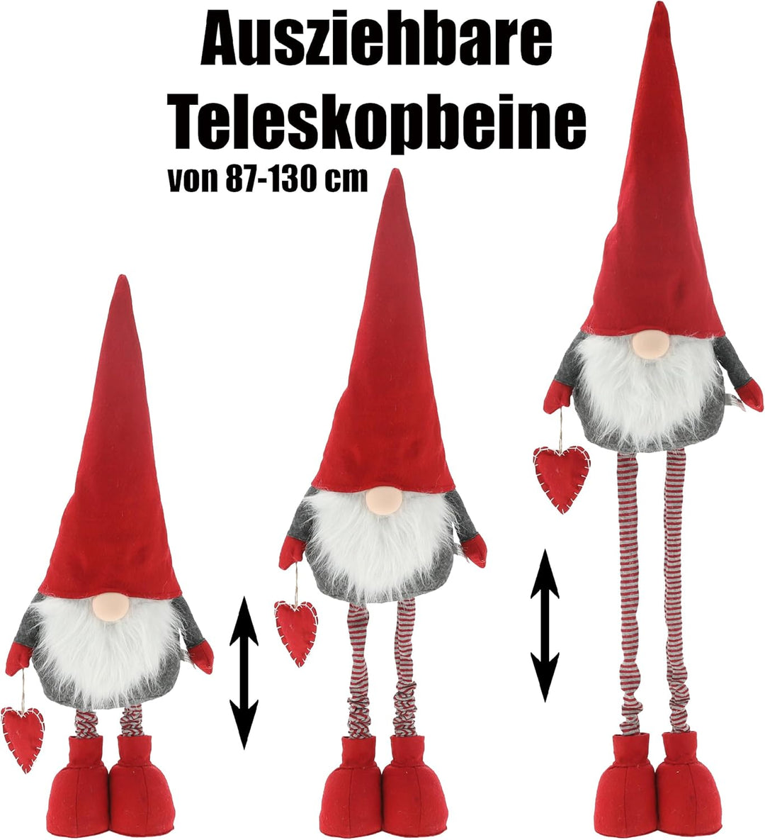 CREOLOGIC XXL-Wichtel Figur 130 cm · Wichtel Teleskopbeine · Weihnachtsdekoration Wichtel · Nordic W